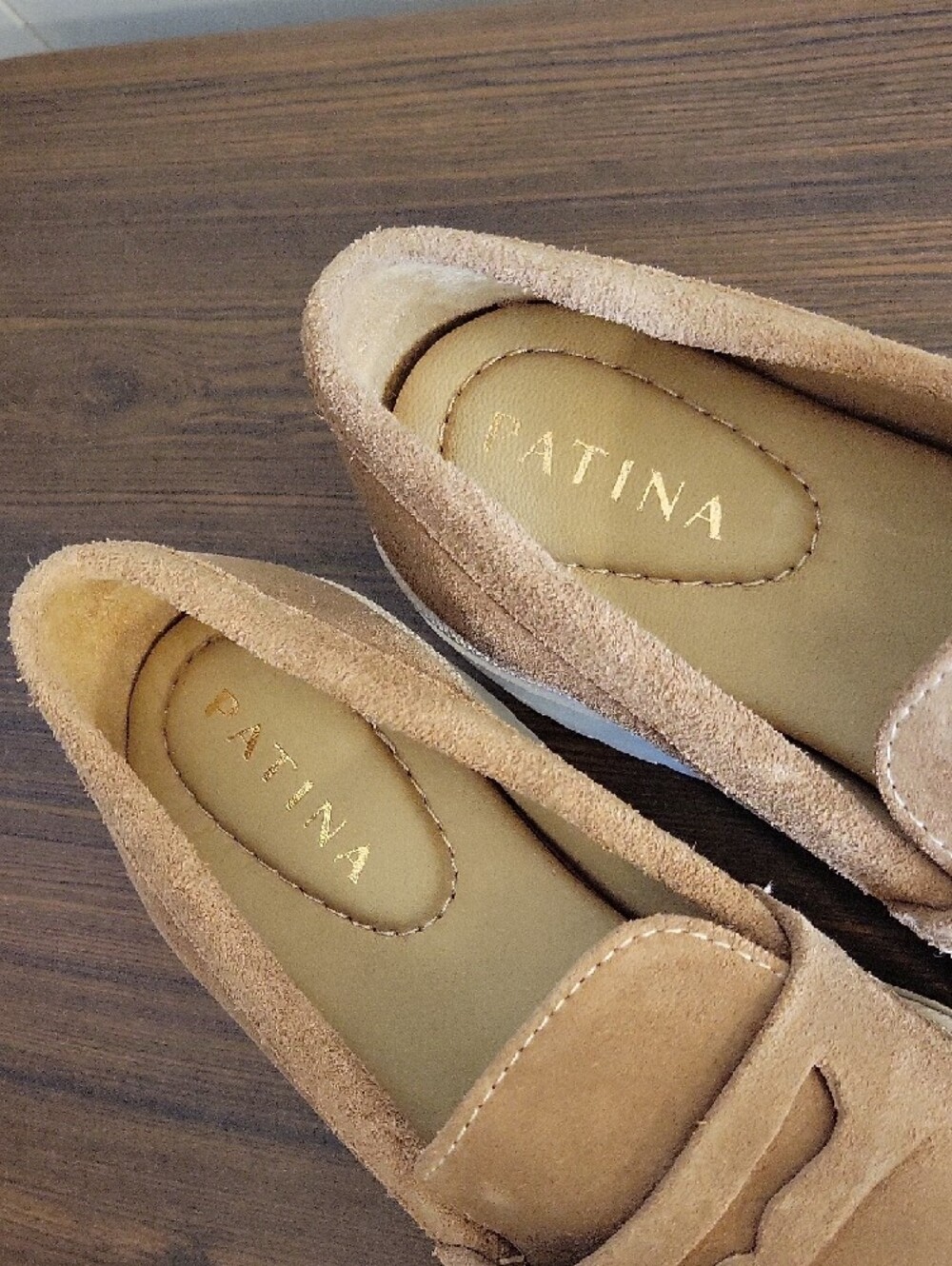 Latina Suede Penny Loafers in Taupe - Picture 3 of 5